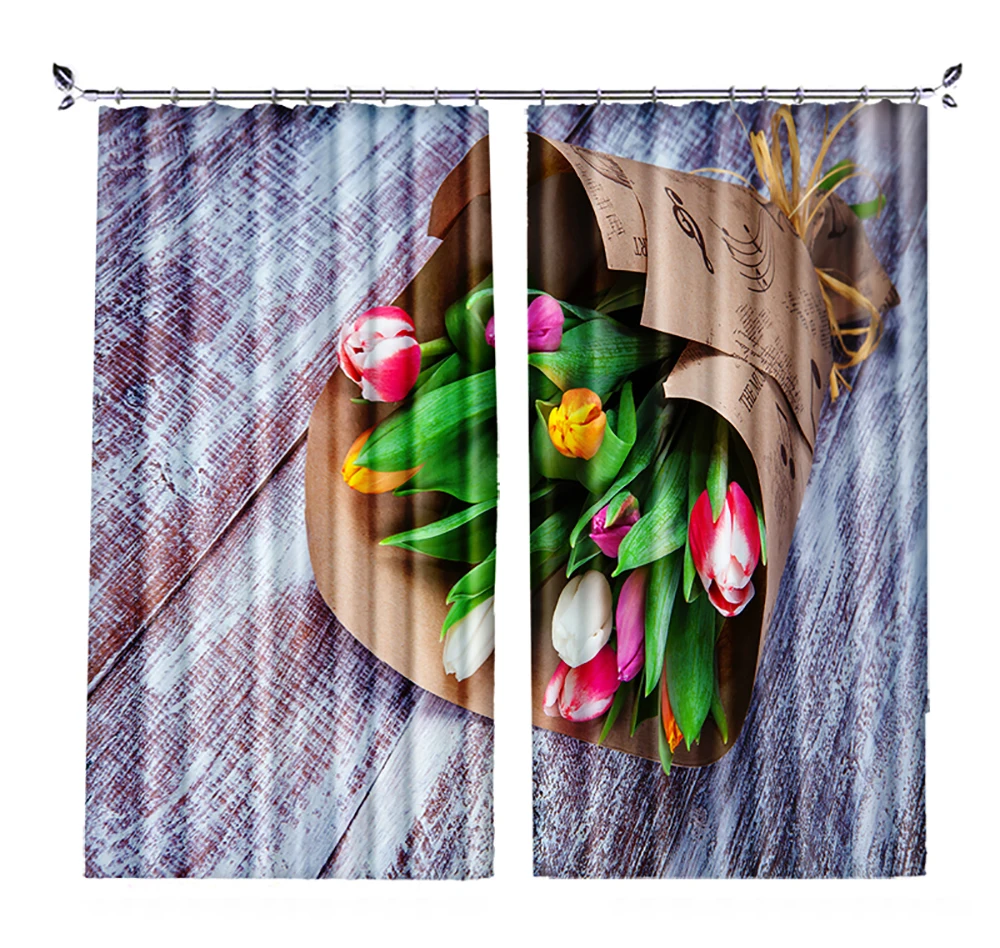 Positioning flower curtain pattern shading 3D curtains HD large map supports custom European | Дом и сад