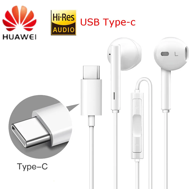 Оригинальные наушники HUAWEI CM33 вкладыши USB Type C с микрофоном громкость Mate 10Pro 20 X RS P20