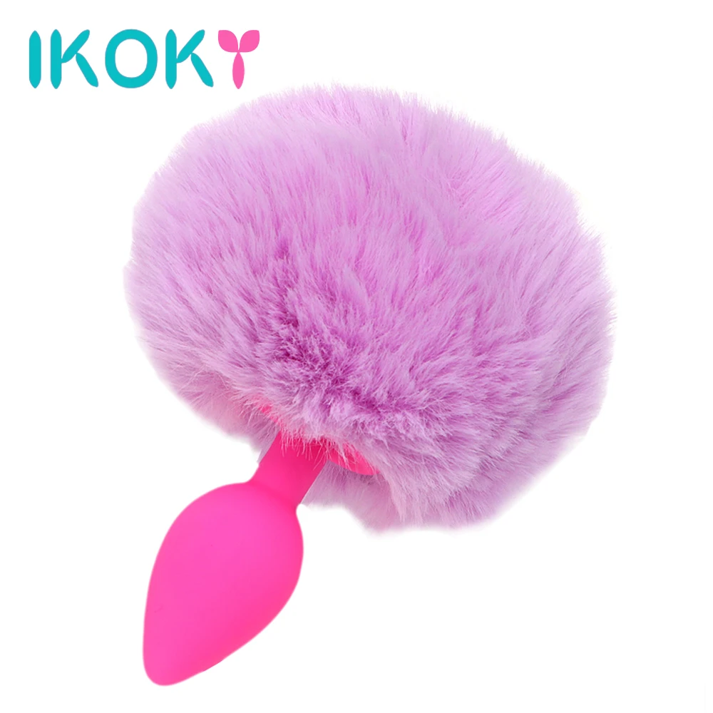 Анальная пробка IKOKY с хвостом и кроличьим силиконовая секс-игрушки для женщин
