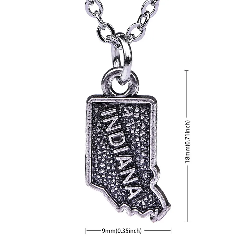 Модные ювелирные изделия Fishhook ожерелья с картой штата США Индиана подвески