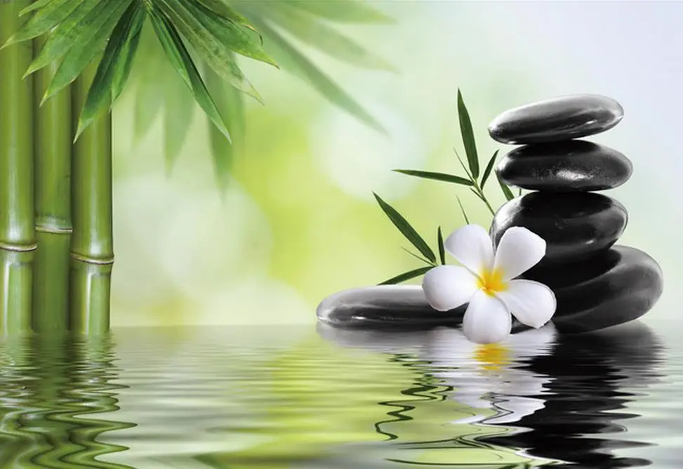 3d обои на заказ бамбуковые галька цветы 3D фон Настенные для живописи украшения