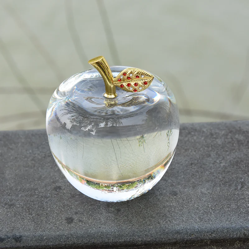 Домашний декор 8 см синий кристалл яблоко свадебное украшение белый хрустальный