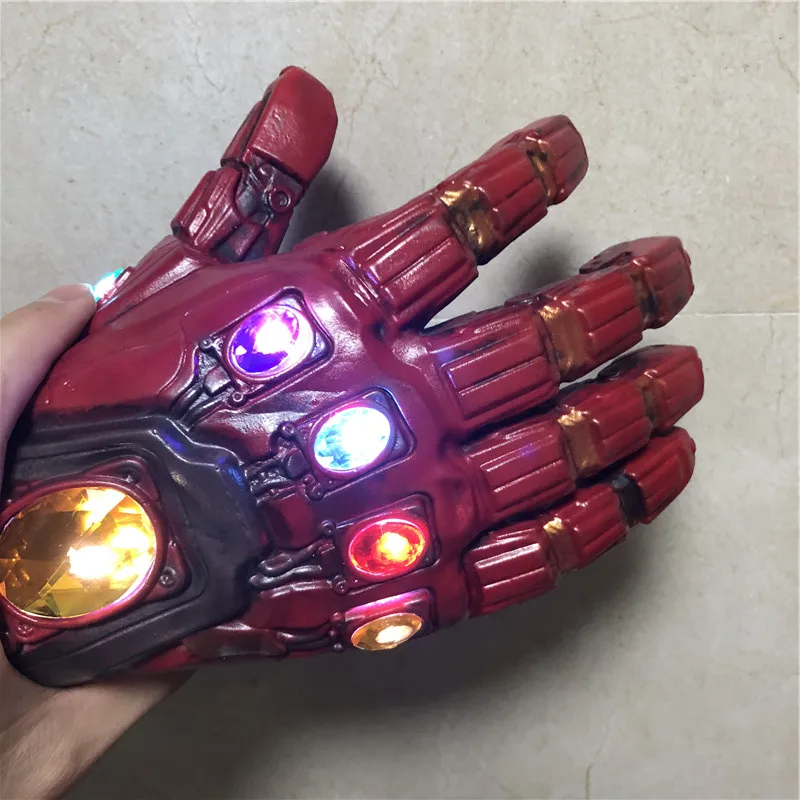 1:1 Железный человек вер. Светодиодный светильник Gauntlet Tony Stark Thanos Stone латексные перчатки для косплея