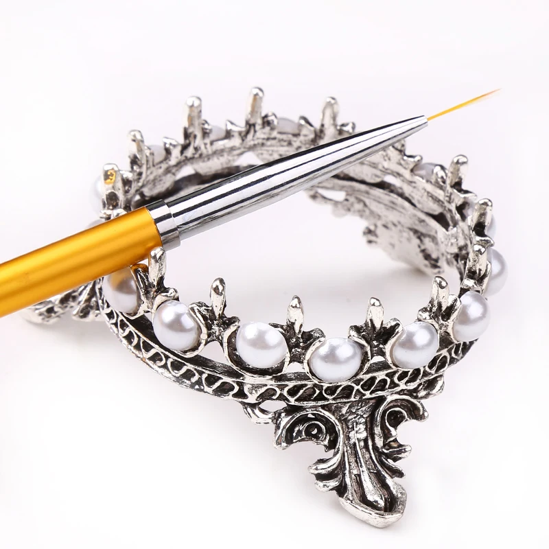 Blueness 1Pcs Metal Nail Brush Pen Rack Stand Holder Glitter Crown Pearl Design Manicure Art Tools Showing Shelf |