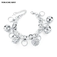 toucheart handmade charm silver ball bracelets bangles for women jewelry crystal stainless steel adjustable bracelet sbr160023