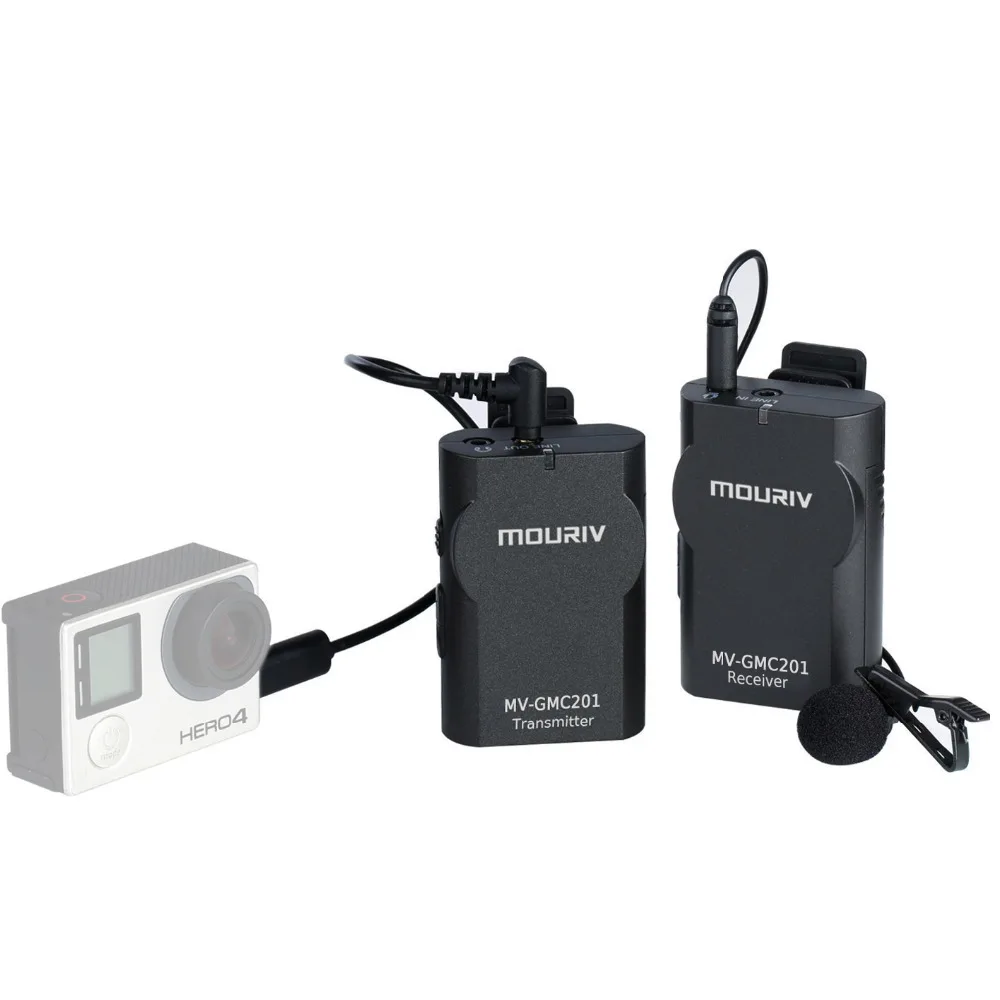 Беспроводной петличный микрофон для Gopro, Mouriv MV-GMC201 2,4G, всенаправленный конденсаторный микрофон для DSLR камеры для iPhone