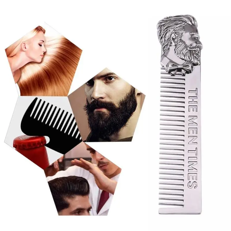 1pc Silver Beard Shaping Styling Template Durable Metal Beard Comb for Men Hair Beard Trimming Tools High Quality
