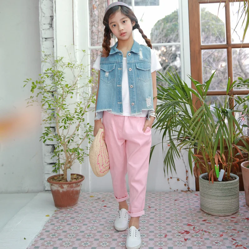 Брендовые штаны для девочек новинка 2019 года детские весенние штаны-шаровары