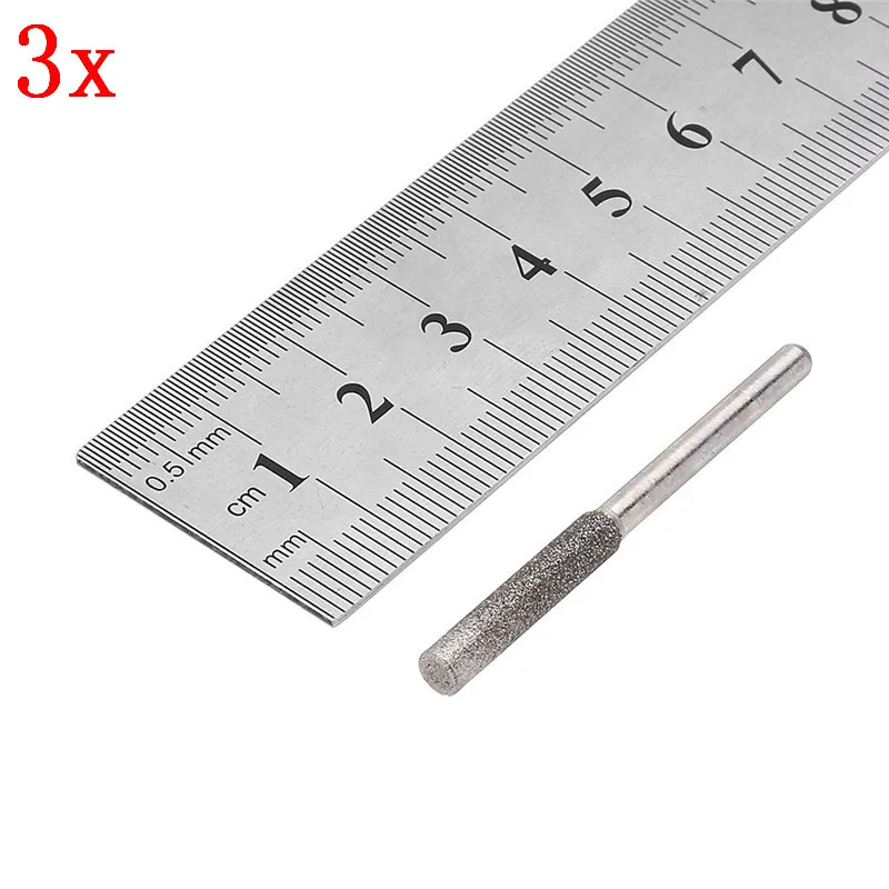 3pc 4mm 4/4. 4/5 мм Алмазная цепная пила Шлифовальная головка точилка полировки заусенцев камень файлов цепная пила для полировки металла недостаточно совершенная Шлифовка с помощью сверла - Цвет: 3pc 4mm