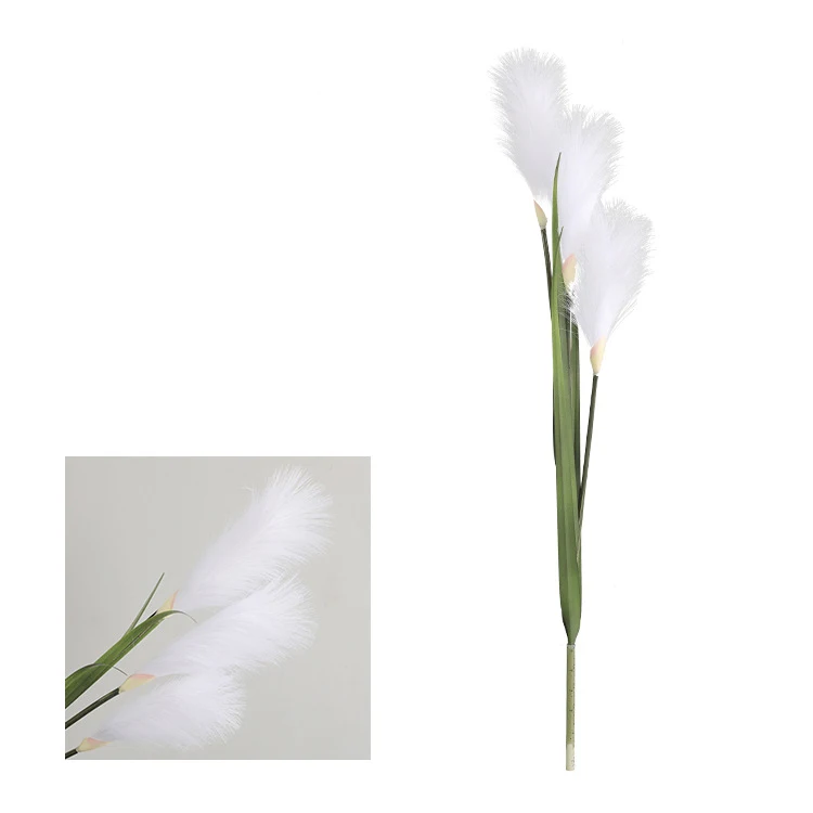 3 heads-white Северное Инс искусственное растение розовый тростник поддельная Трава Гостиная пол зеленое растение Декор Поддельные цветы для дома и сада украшения - Цвет: 3 heads-white