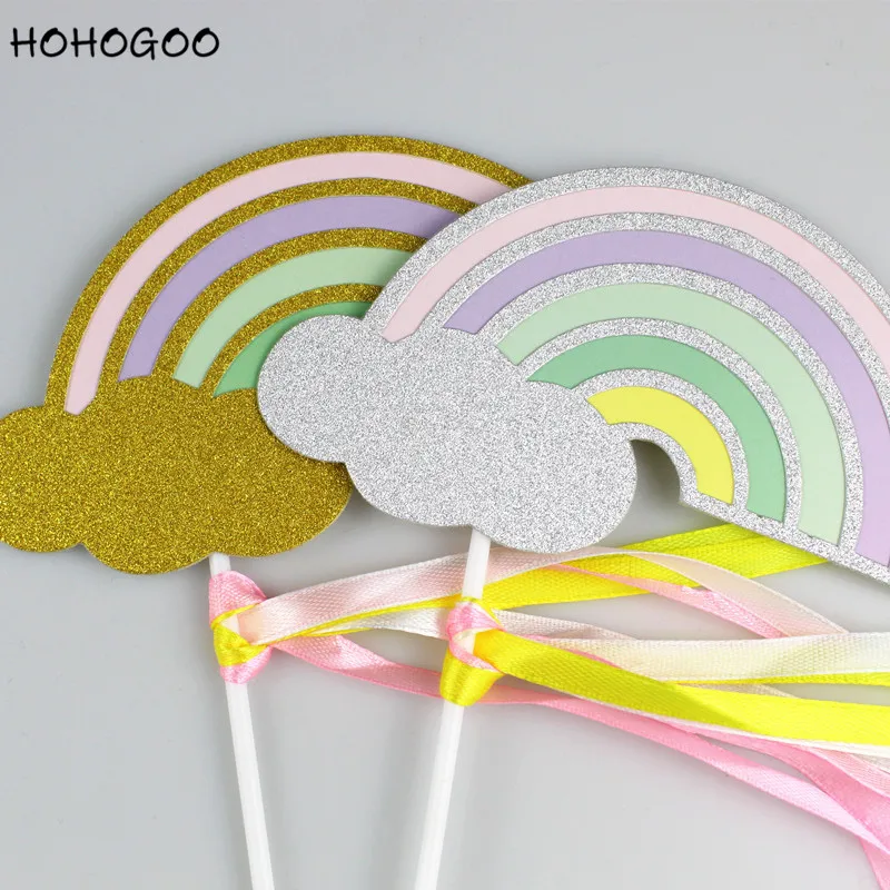 HOHOGOO 1 шт. 5 цветов радуги облако узор торт Топпер Бумага Baby Shower День рождения DIY