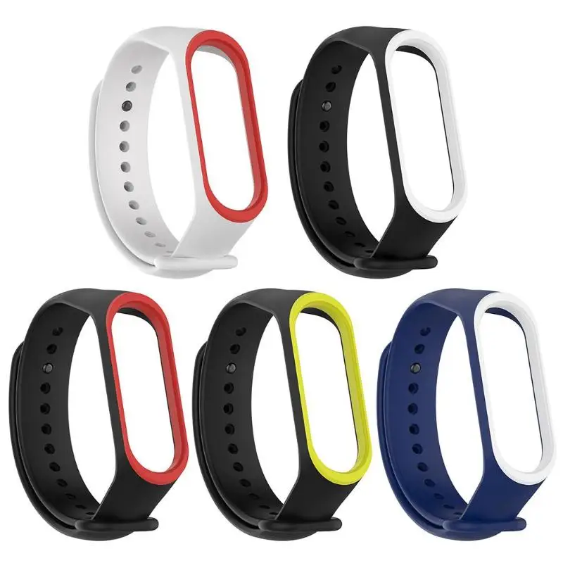 Silicone Dual Color Wristband Bracelet Smart Watch Wrist Band Strap Belt replaceable for Xiaomi Miband 3 Mi Band 4