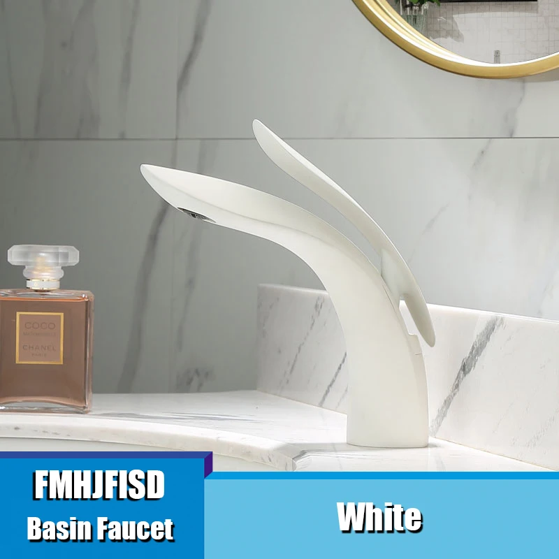 White FMHJFISD Золотой/хром/белый/ORB полированный смеситель для раковины с одной ручкой на одно отверстие смеситель для ванной комнаты 5 цветов на выбор - Цвет: White