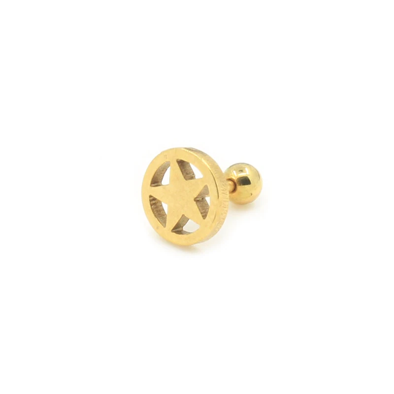 Alisouy Stainless Steel Earrings Pentagram Star Round Bolt Stud For Men Women Punk Gothic Wheel Black Female | Украшения и
