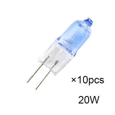 20W 10 шт. Галогенные G4 AC12V 5 Вт 10 Вт 20 Вт 35 Вт 50 Вт лампы G4 галогенные лампы Теплые лампы G4 основа прозрачная/синяя галогенная вставленная кристаллическая лампа - Испускаемый цвет: 20W