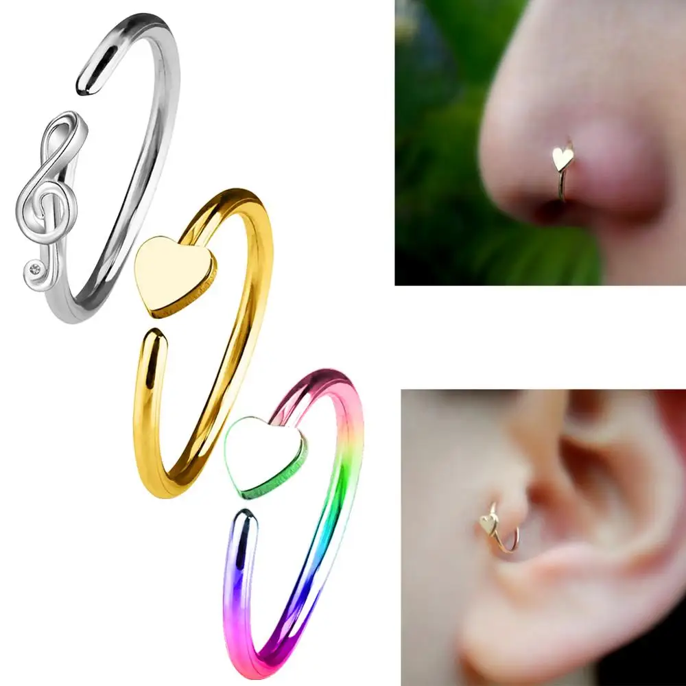 Тела Панк 18g кольцо в нос гибкие серьги Игристые прозрачного синий CZ Helix Daith