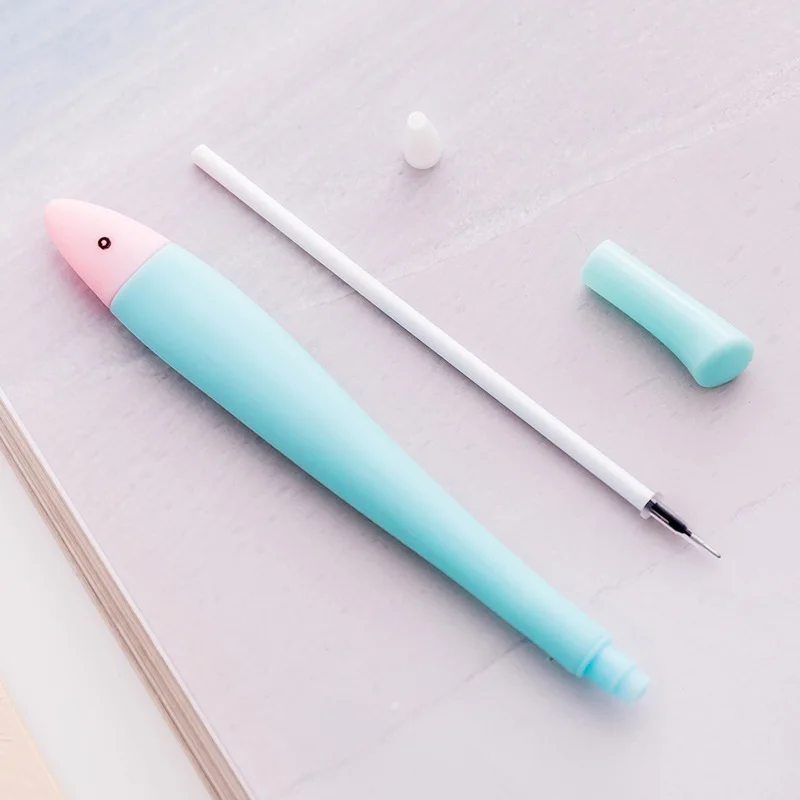 

(4 pieces/lot) Kawaii Cartoon Fish Gel Pen Cute School Black Ink Gen for Kids