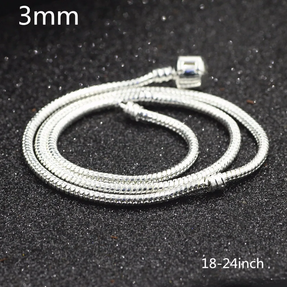 Genuine Solid 925 Sterling Silver Classic Round Snake Chain Necklace.Men's gift .snake bone chain coarse 3mm 18inch-24inch | Украшения
