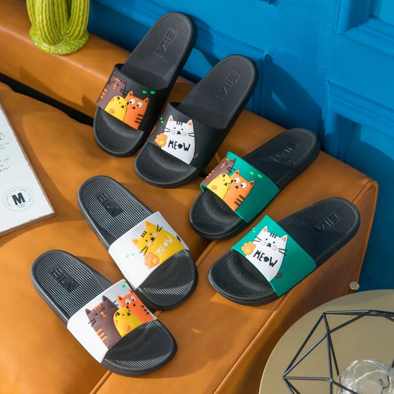 Cartoon Animal Women Summer Slippers Beach Slides Cat Indoor Slip On Sandals Shoes Flip Flops Zapatillas Mujer | Обувь