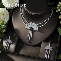 hibride new hot sale women aaa zircon big heavy pendant clear cz bridal set for luxury wedding necklace jewelry sets n 1010