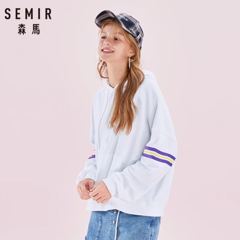 SEMIR Женская толстовка с капюшоном и карманом кенгуру пуловер полосками на