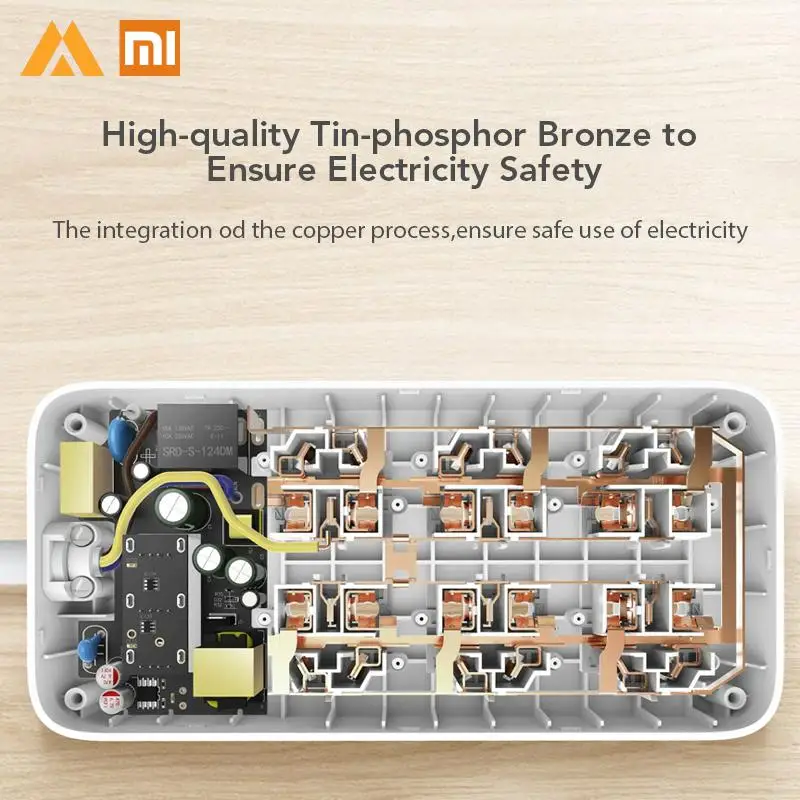 Белый Xiaomi Mijia блок питания 6 розеток С 3 5 в 2.1A Быстрая зарядка USB порты зарядка блок питания для ежедневного использования