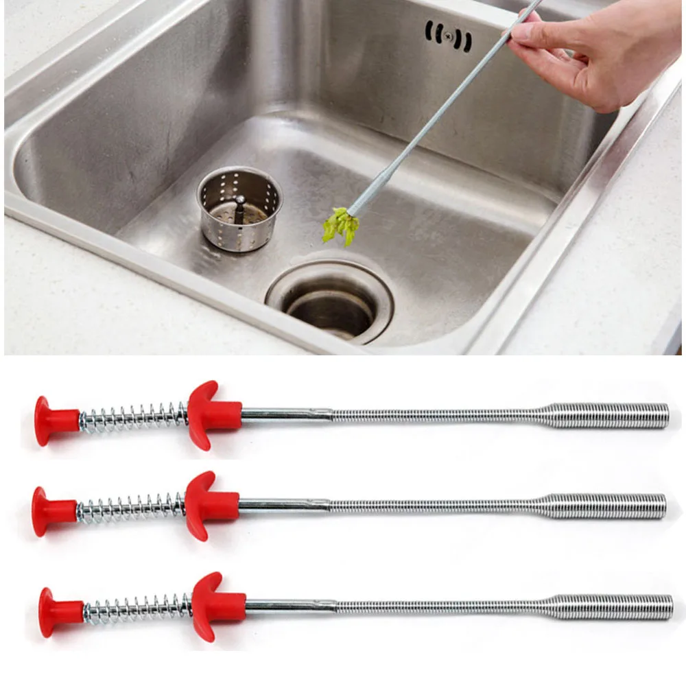 С Ручным прижимом очиститель для трубопровода устройство дренажная труба канализационный чистый крючок Туалет Ванная Кухня чистящее средство для слива инструменты