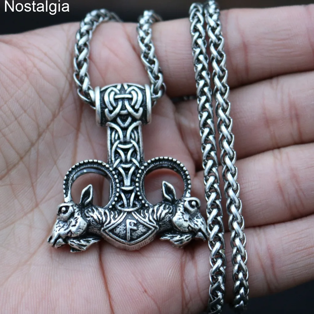 Ностальгия молот Тора двойная коза Wicca Ram амулет подвеска ожерелье Wiccan языческий