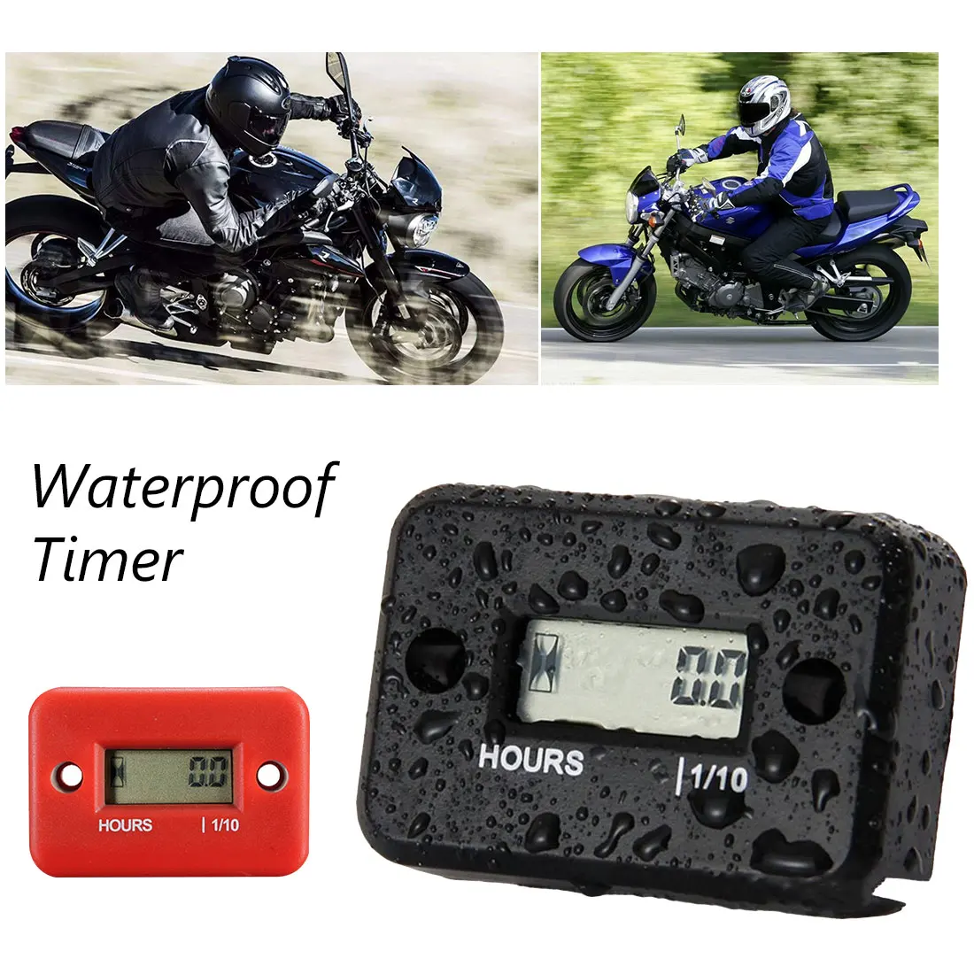 

Portable Digital Tach Hour Meter Gauge for 4 Stroke Gas Engine Offroad Panel Hour Motorcycle Generator Bike 0-9999.9H