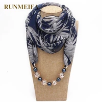 runmeifa 2019 new fashion women solid jewelry pendant chiffon scarf pearl shawls and wraps soft female accessories 63 colors