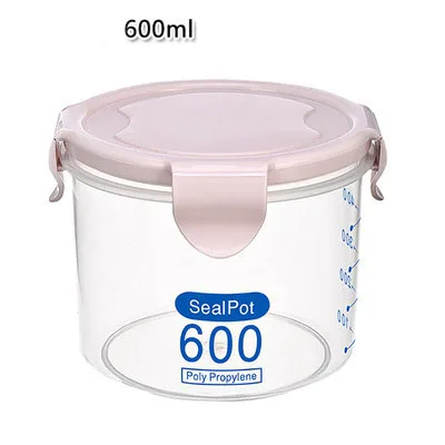 S 600ml light pink Прозрачные пластиковые герметичные холодильная камера свежие канистры canker контейнер контейнеры для хранения кухонные Организации - Цвет: S 600ml light pink