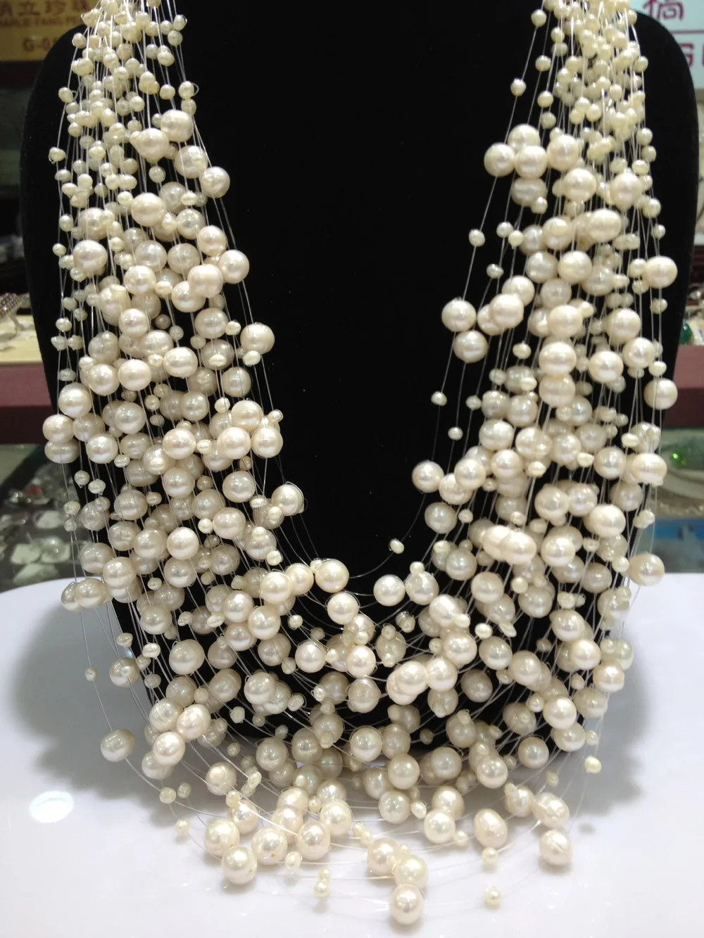 Преувеличенное ожерелье пресноводное жемчужное многослойное Звездное модное