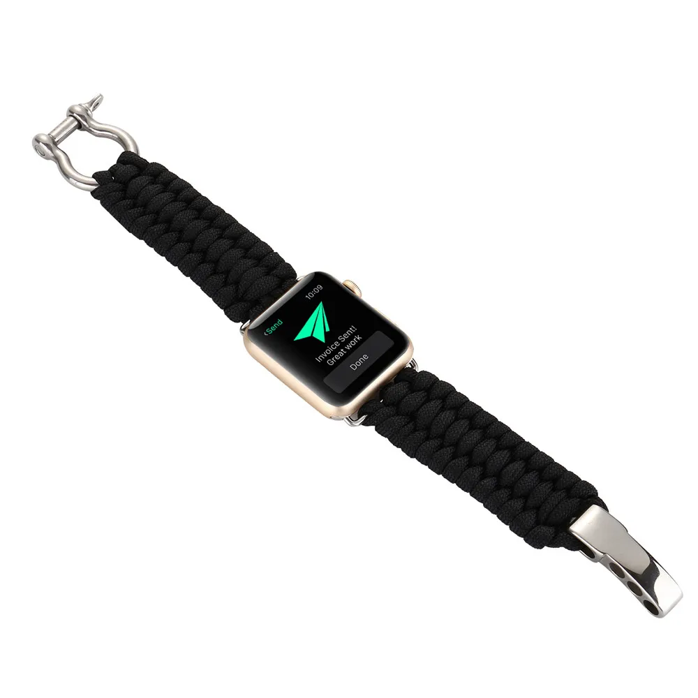 Тканый нейлоновый ремешок для часов Apple Watch iwatch 1 2 3 38 мм 42 мм военный тактический парашютный шнур для выживания на открытом воздухе