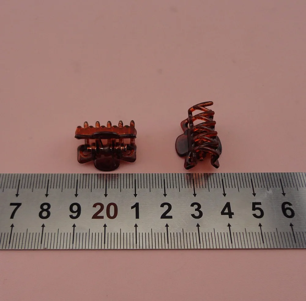 

50PCS 2.1cm*1.65cm Transparent Red Coffee Plastic Hair Claw Hairgrip for holding ponytails,kids Plastic ponytail claws clamps