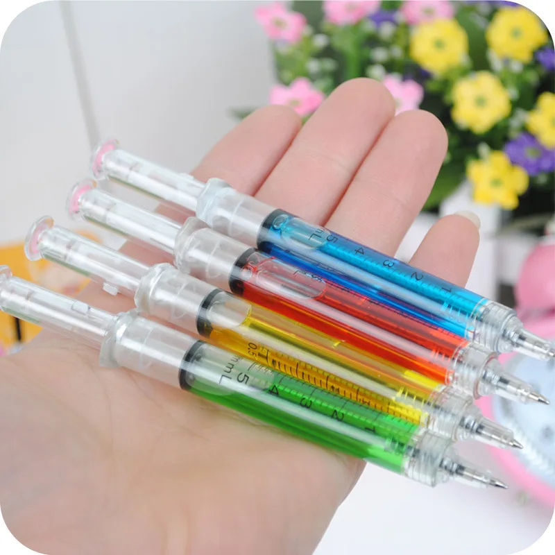 

1 PCS Creative Novelty Cute Syringe Pen Peculiar Shape Lovely Stationery Ballpoint Pen Automatic Refillable Ballpen Bullet 5mm