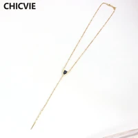 chicvie natural stone necklace for women long gold color color necklaces pendants love popular engagement jewelry sne160181