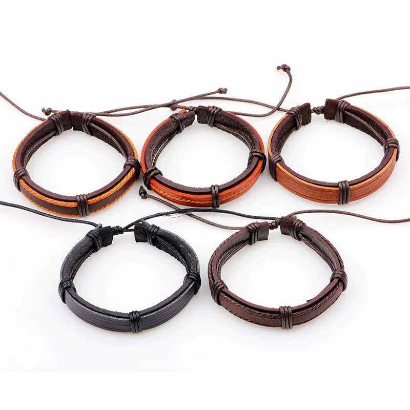 5 шт. простой дизайн унисекс для женщин и мужчин кожаный Шарм спортивные браслеты