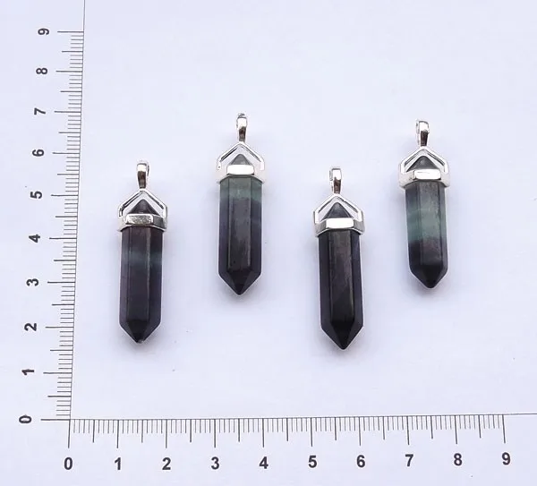 Кулон из натурального флюорита счастливая точка кристалл шестиугольная крышка