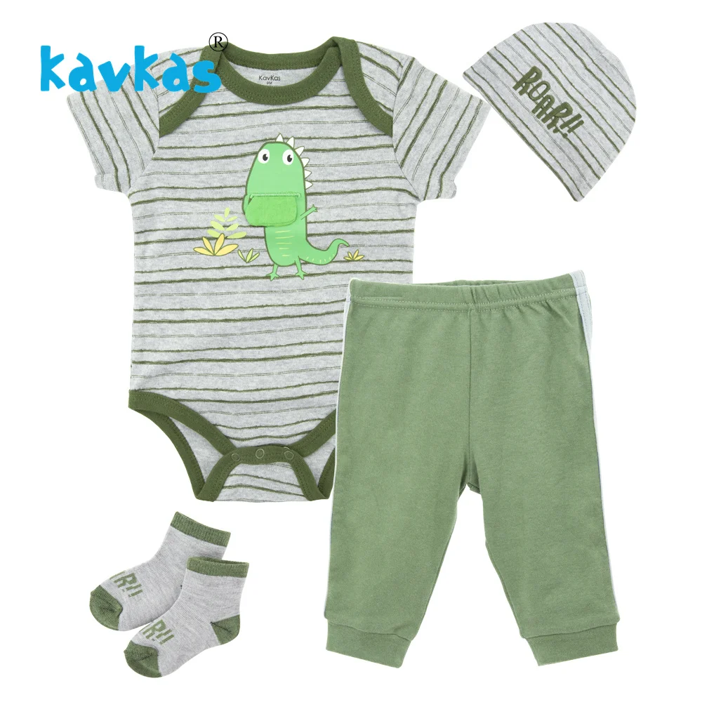 TZ6093 Kavkas/хлопковая одежда для сна для маленьких мальчиков и девочек, наряды с халатом платье для новорожденной, пижамный комплект, топ, штаны с колготками, повязка на голову, 4 предмета, детские халаты - Цвет: TZ6093