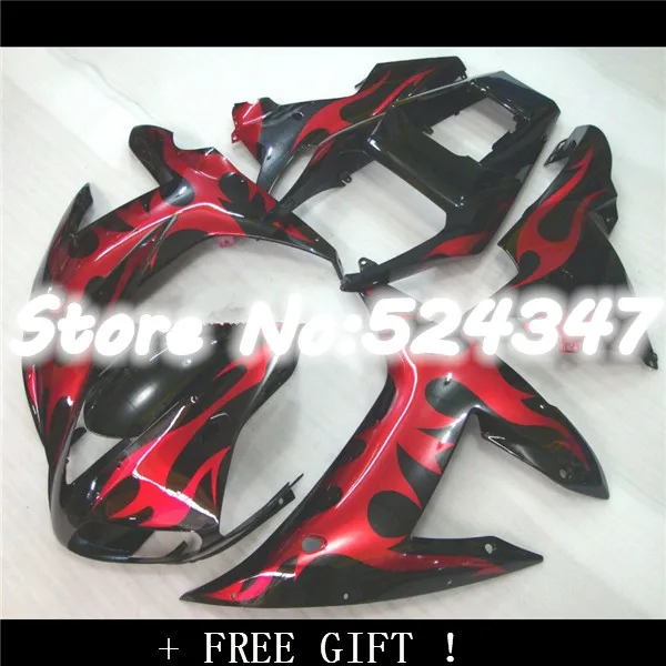 

For 02 03 YZF R1 YZF-R1 02-03 red flames black YZFR1 YZF 1000 YZF1000 2002 2003 02 03 red Fairing Kit