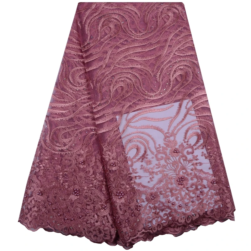 

New Net Lace Tulle Fabrics French Lace Fabric With Stones High Quality Nigerian Lace Fabric With Big Rhinetones For Dress 1094B