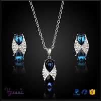 jewelry silver color necklace women gift sale new career sytle blue stone crystal pendant necklaces