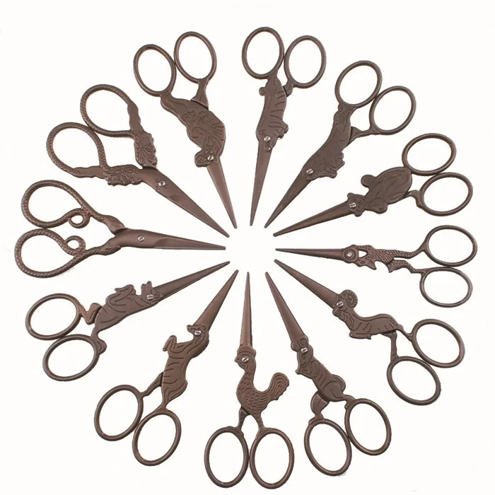 12 шт./компл. золото/бронза мини-ножницы китайского зодиака ручные ножницы Винтаж