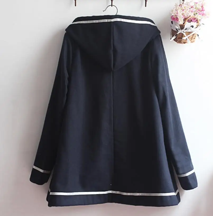 Модное женское Шерстяное Пальто накидка с капюшоном длинным рукавом