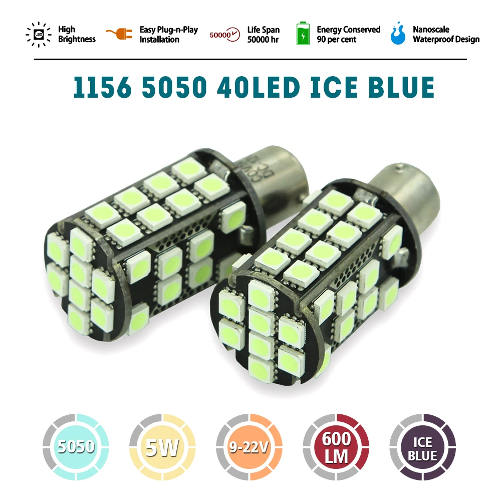 1 шт. 1156 COB светодиодные автомобильные лампы P21W BA15S 5050 Smd 40 стоп сигналы лампочки