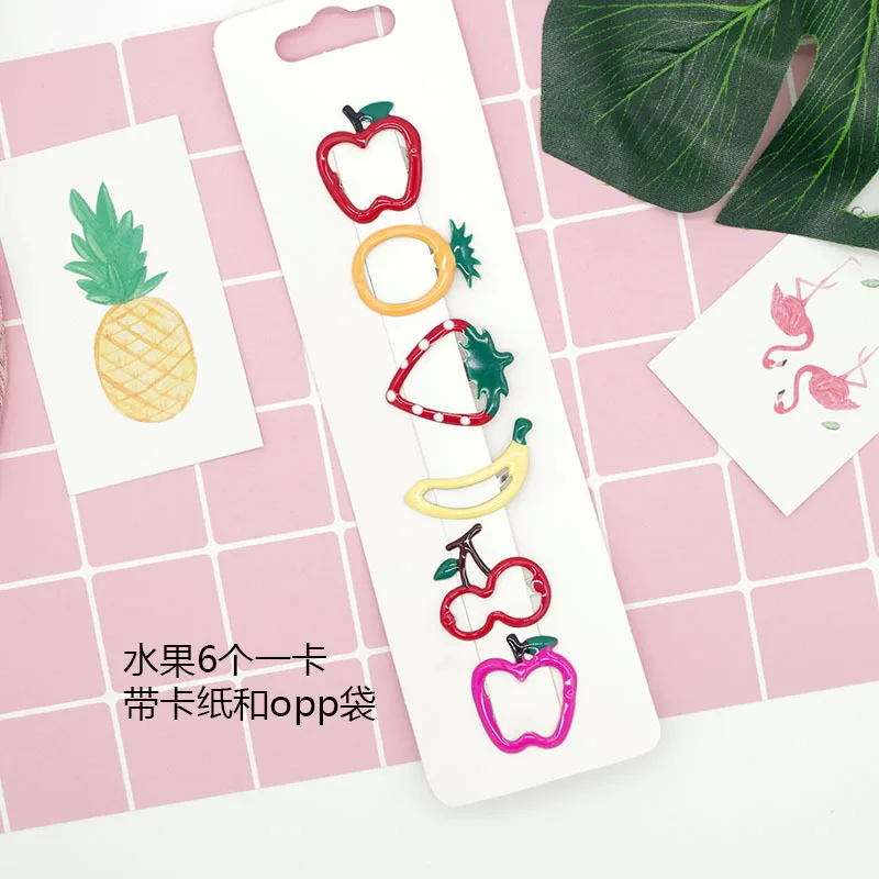 6pc mix Милые шпильки с изображениями фруктов женский подарок BB заколки для волос для маленьких детей женщин девочек стильные аксессуары - Цвет: 6pc mix