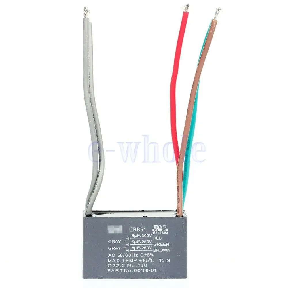 5 проводное реле мощности конденсатор для потолочного вентилятора CBB61 + мкФ 250V 300V
