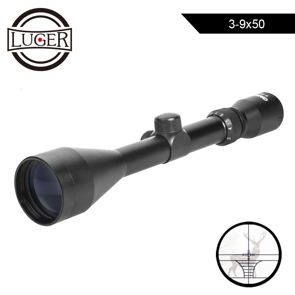 LUGER 3-9x50 охотничий прицел длинный глаз Регулируемый тактический оптический прицел с прицельной сеткой прицел Открытый страйкбол прицел