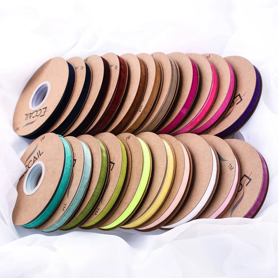 Бархатные декоративные ленты 10 мм 15 25 20 ярдов/рулон сплошная лента повязка на