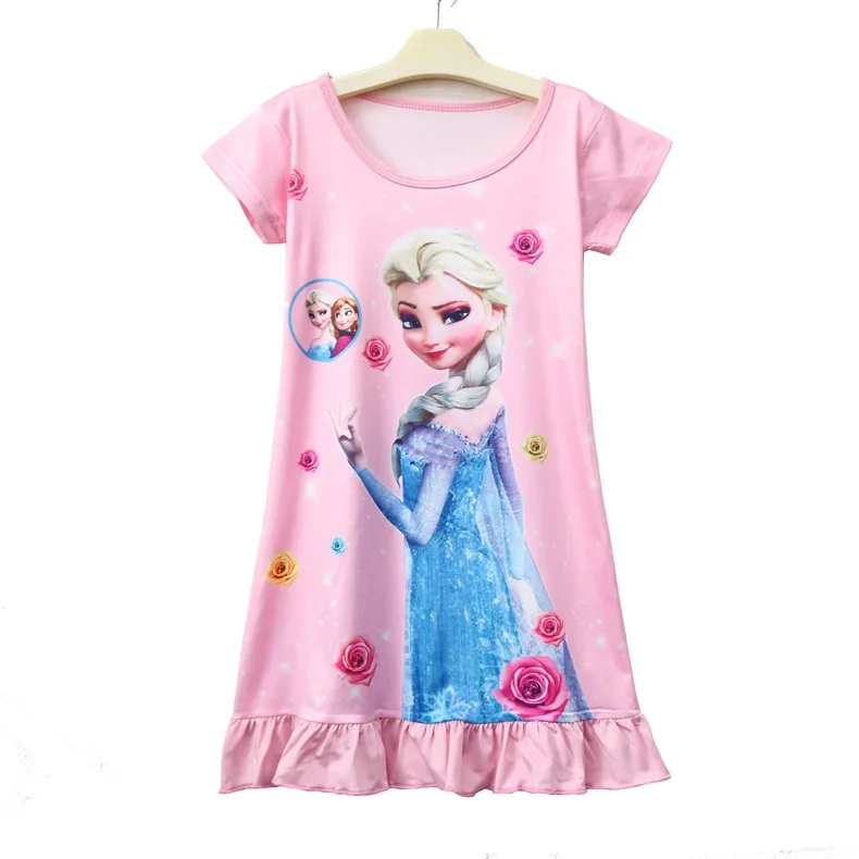 Disney princess robes summer girl nightdress baby nightgowns Frozen Elsa children's dress home clothing sleepwear pajamas top